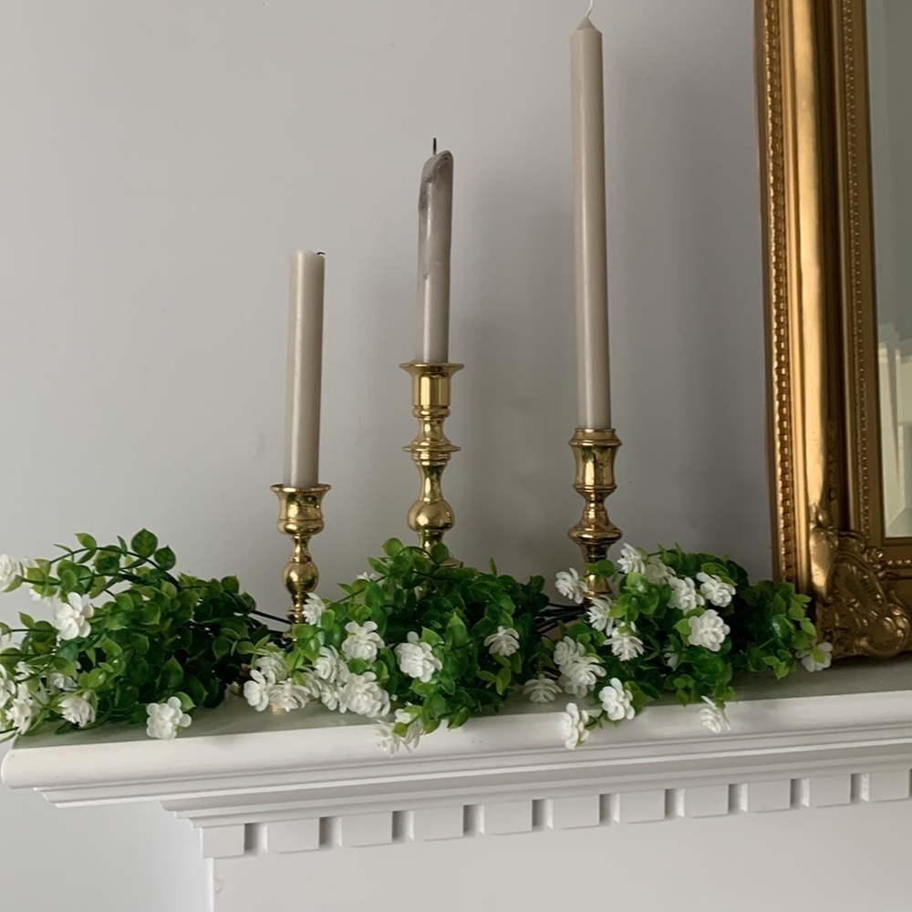 Faux greenery set of 3  stems white flowers home Decor spring summer - Picture 11 of 14